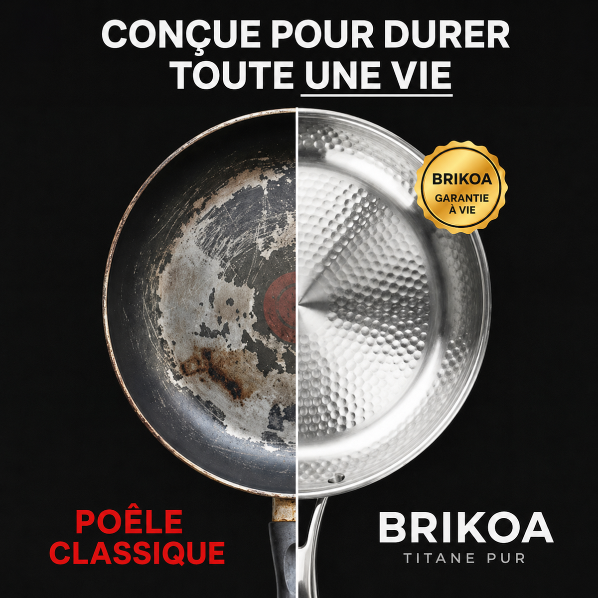 Poêle 100 % en titane pur pour une cuisine sans toxines
