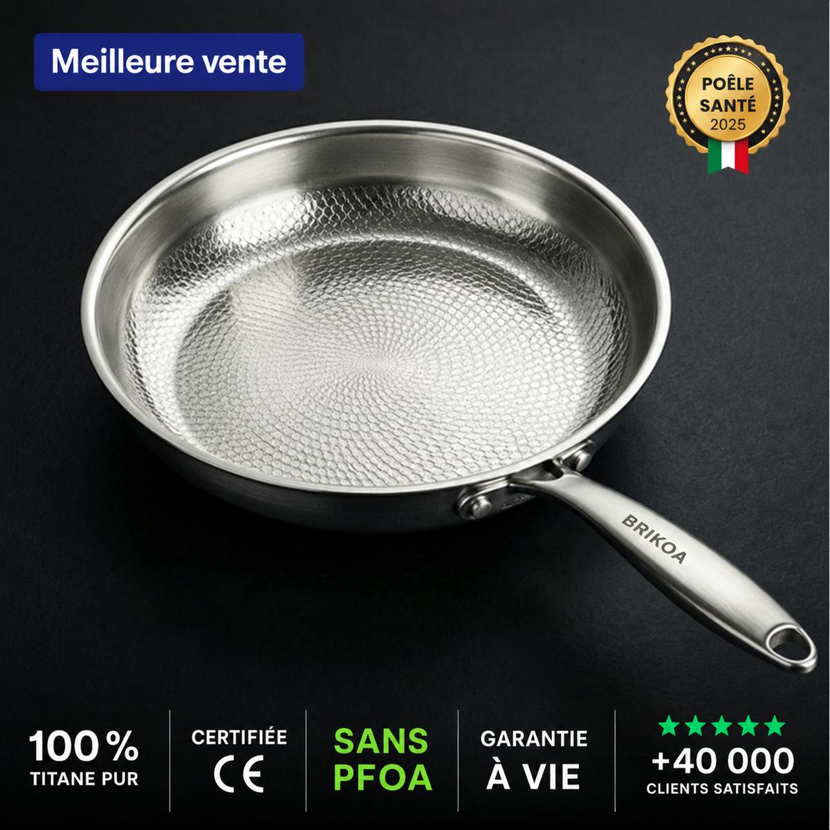 Poêle 100 % en titane pur pour une cuisine sans toxines