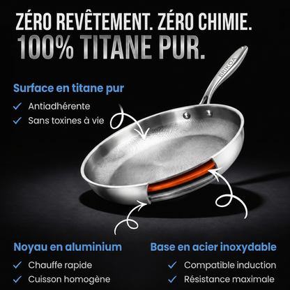 Poêle 100 % en titane pur pour une cuisine sans toxines